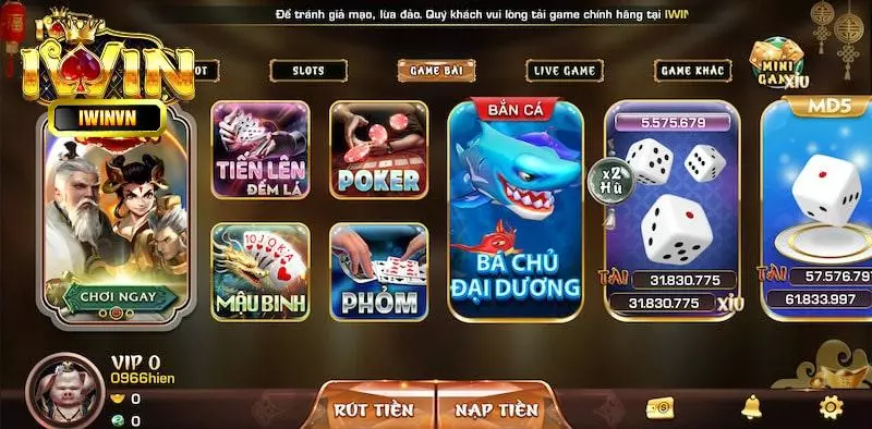 Những thông tin cơ bản về sảnh Game bài trên iWin